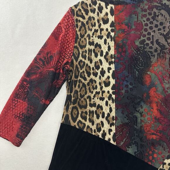 Calessa Velvet Burnout Tunic Top Womens L Artsy Edgy Boho Whimsigoth Mob Wife - Picture 9 of 16